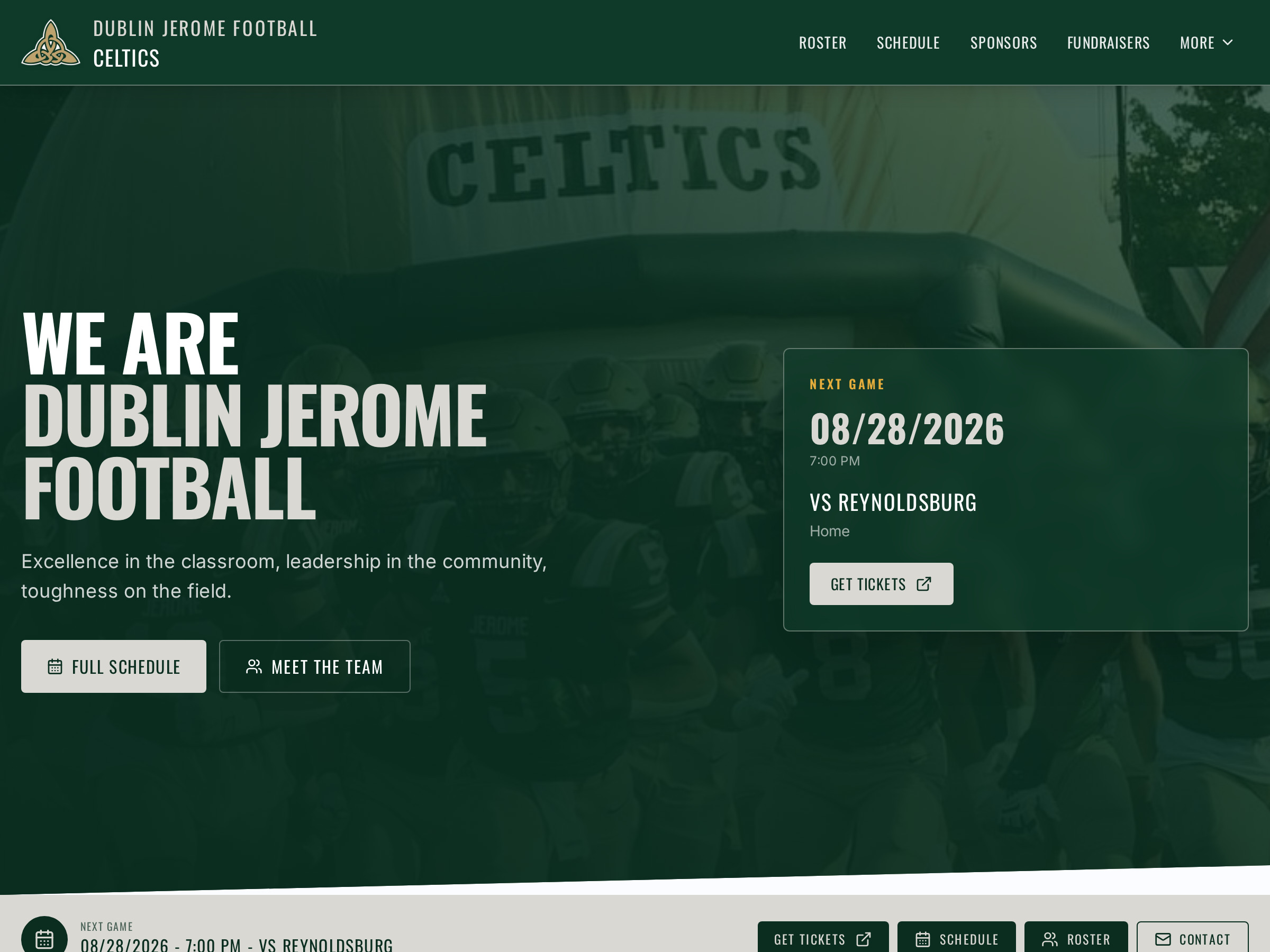Dublin Jerome Football booster site built on ProgramsHQ